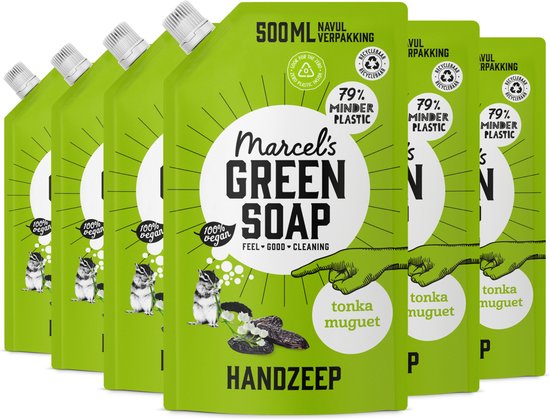 Marcel's Green Soap Handseife Nachfüllpackung Tonka & Muguet 6 x 500ml