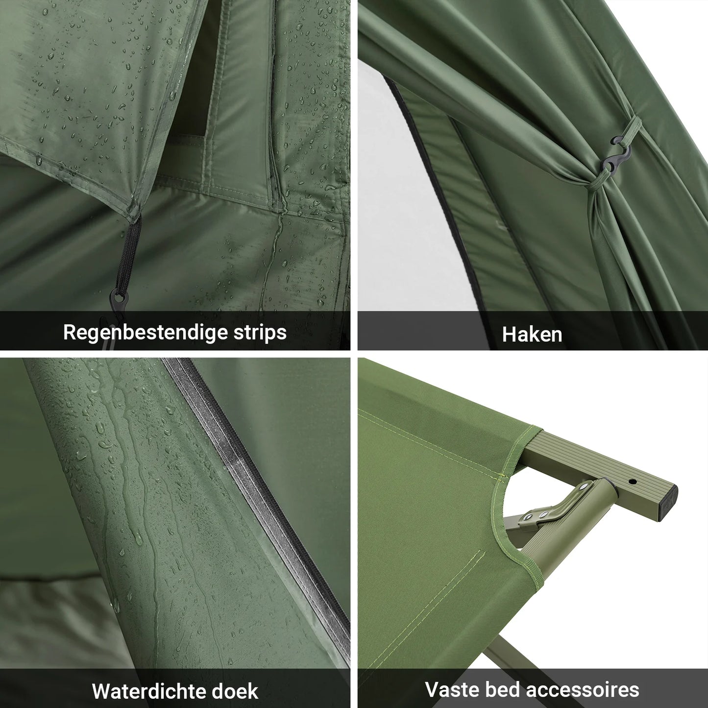 SoBuy OGS32-II-GR 1-Personen-Campingzelt, dunkelgrün – 2-in-1 mit Lampenhaken und Schuhfächern, 193 × 161 cm