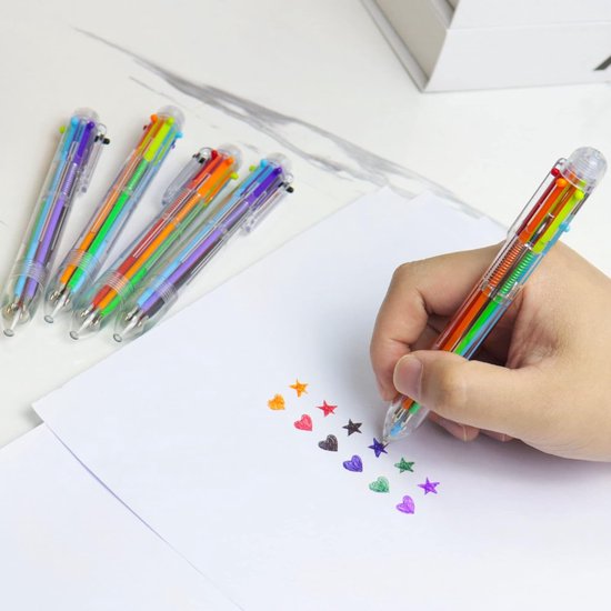 Partizzle 24x bunte Kugelschreiber - Kugelschreiber Handout Geschenke für die Schule - Kreative Farben - Grabbelton Stifte Geschenke für Kinder - 6 Farben