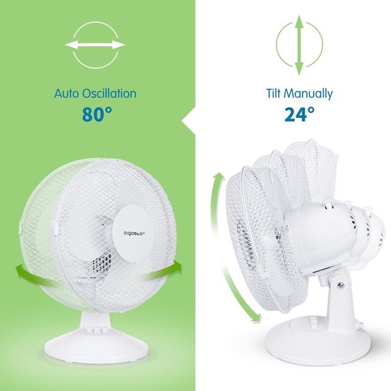 Aigostar Vicki 33JTN – Tischventilator – Perlmuttweiß