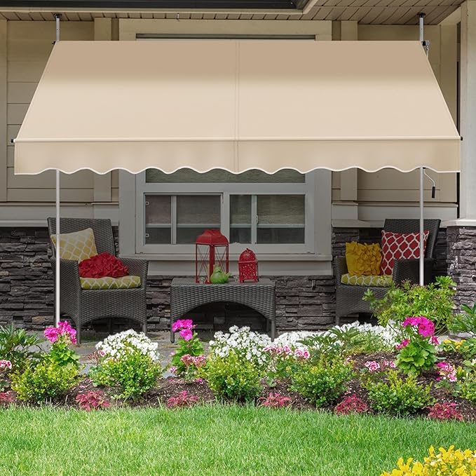 Yaheetech Clamp Sunshade Beige - Kein Bohren - Höhenverstellbar 210-300 cm - 300 x 120 cm