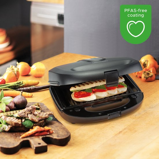Bourgini MultiGrill 3-in-1 - Toaster, Grill und Waffeleisen - PFAS-frei - austauschbare Platten - 750W