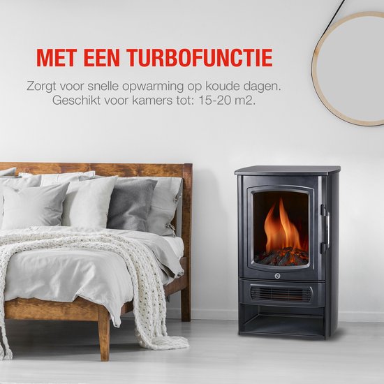 alpina Elektrischer Kamin Helsinki ND-183 - Elektrischer Kamin mit Heizung - LED Flammeneffekt