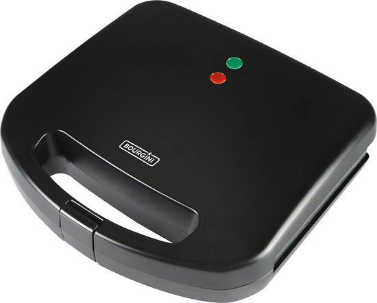 Bourgini Sandwichmaker XXL Schwarz – 800 W – Sandwichtoaster – Kontaktgrill