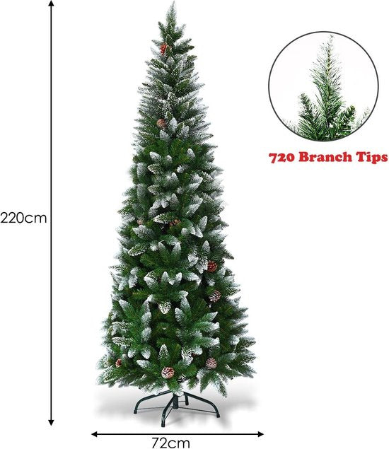 Costway Künstlicher Weihnachtsbaum INKLUSIVE Tannenzapfen - mit Metallständer - 180 cm