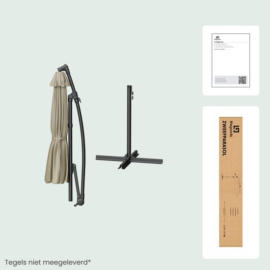 LifeGoods Schwimmender Sonnenschirm - Rund Ø300 cm - UPF 50+ und Wasserdicht - Taupe