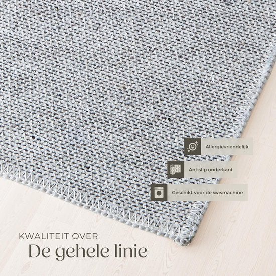 tectake Teppich im Vintage-Design - Niederflorteppich für Wohnzimmer, Kinderzimmer, Schlafzimmer oder Flur - Waschbar - Div. Größe - 200x274cm - beige/grau