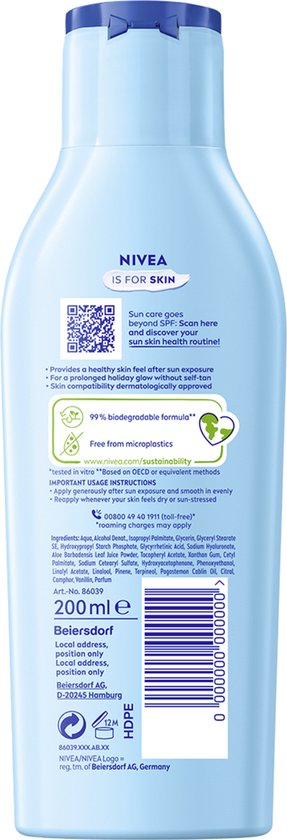 NIVEA SUN Aftersun Bronze Feuchtigkeitslotion – Spendet Feuchtigkeit, beruhigt und fördert die Bräune – Mit Aloe Vera und Pro-Melanin-Extrakt – 200 ml