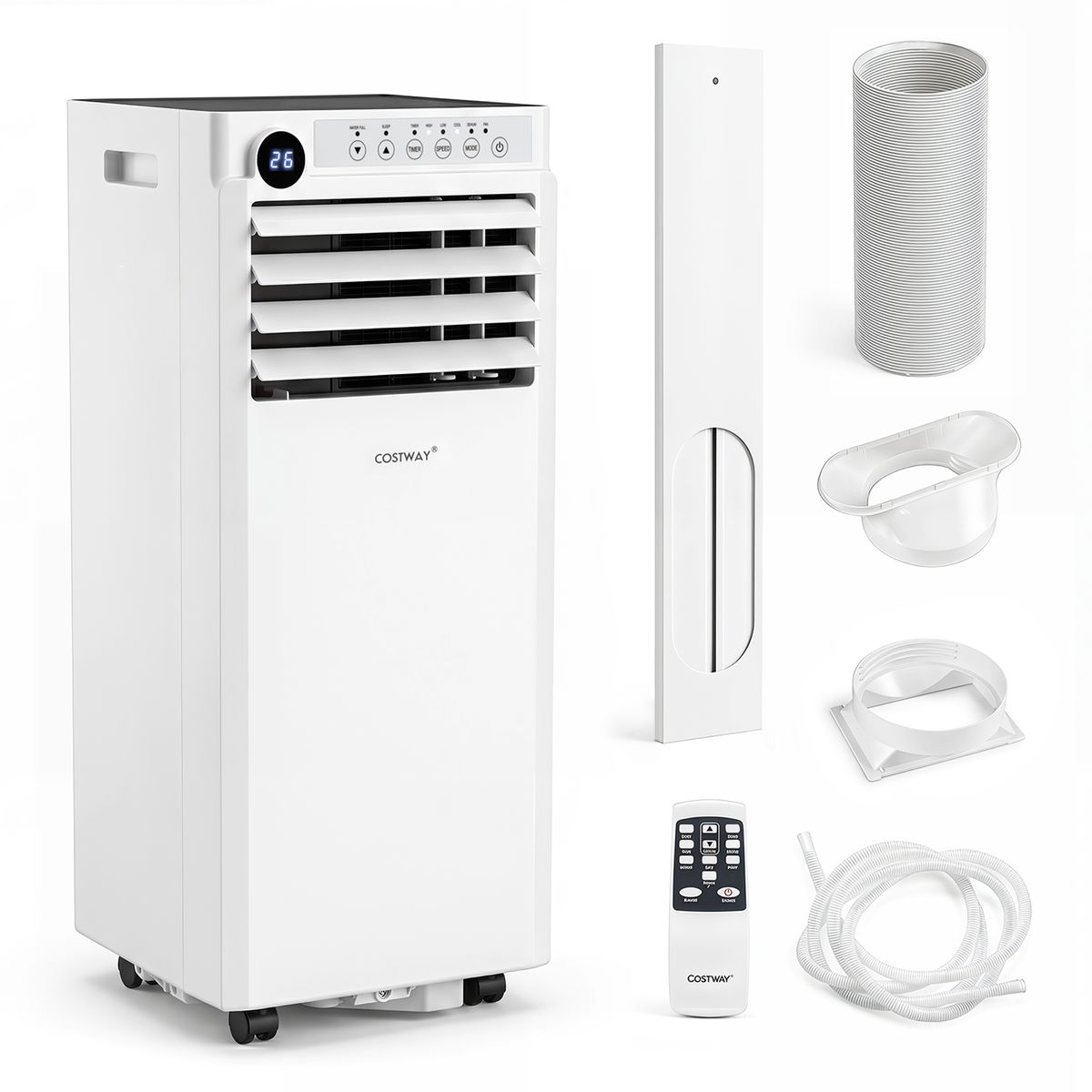 Coast Mobile Klimaanlage – 4-in-1-Luftkühler mit Luftentfeuchter und Ventilator – Schlafmodus – weiß und schwarz – 30 x 29 x 69 cm