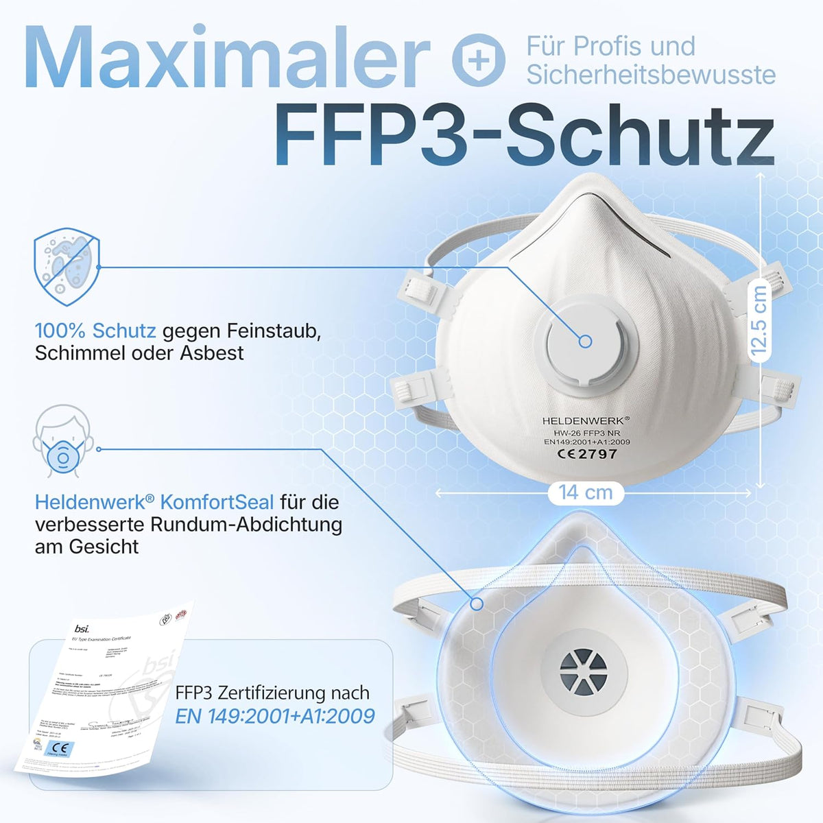 Heldenwerk FFP3-Maske mit Ventil – 10 Stück