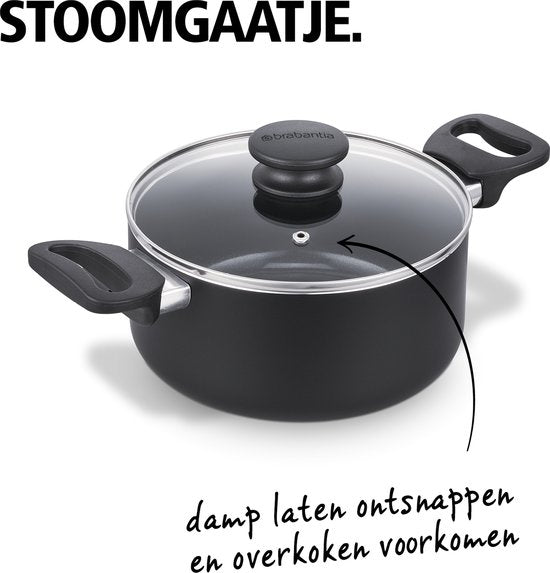 Brabantia Cooking Pleasure Set - 7-teilig - Induktion - Keramische Antihaftbeschichtung - 100% PFAS frei - Schwarz
