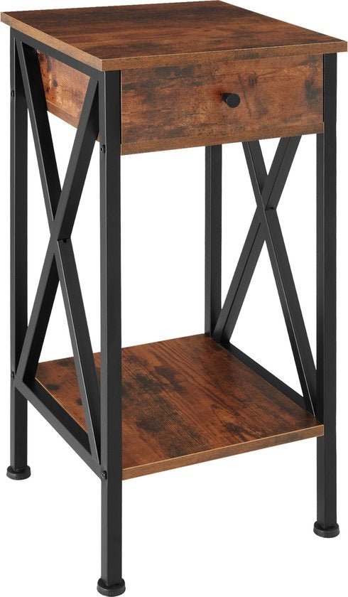 tectake - Beistelltisch Dayton - industriell - dunkelbraun - 35 x 35 x 70,5 cm - 404451