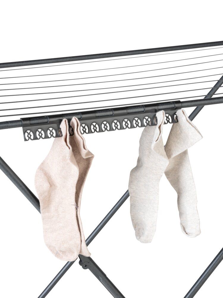WENKO Sockenhalter, 2er-Set – Socken- und Wäschehalter für den Wäscheständer – Bis zu 15 Stück pro Halter – Recycelter Kunststoff – Schwarz