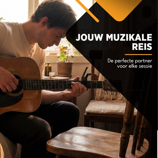 Finesse Universal-Kapodaster mit Plektren – Gitarre – Akustikgitarre – E-Gitarre – Ukulele – Schwarz