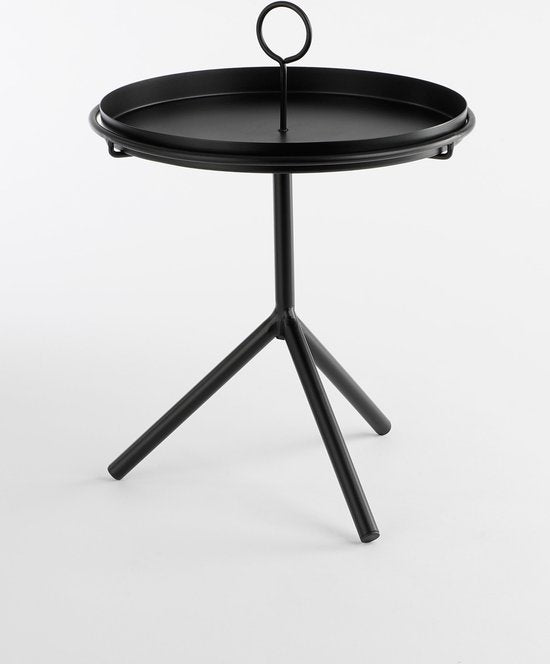 Mica Decorations Aston Beistelltisch mit abnehmbarem Tablett - H40 x Ø31 cm - Metall - Schwarz