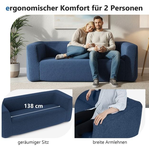 Coast Air Bench Blue - Aufblasbare 2-Personen-Bank mit abnehmbarem Bezug und breiten Armlehnen - 184 x 79 x 67 cm
