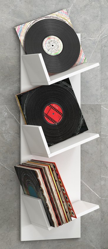 LP-Vinyl-Design-Wandregal/Wandschrank Sulda, weiß