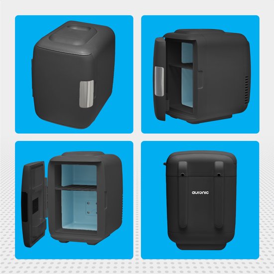 Auronic Mini-Kühlschrank - 4 Liter - Make-up und Schönheitspflege - 100/240V / 12V Autostecker - Schwarz
