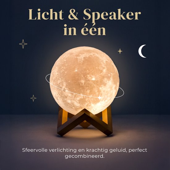 Denver Moon Lamp 3D - Bluetooth-Lautsprecher kabellos - Tischlampe fürs Schlafzimmer - Musiksynchronisation - inkl. Fernbedienung - Mondlampe - LBS150