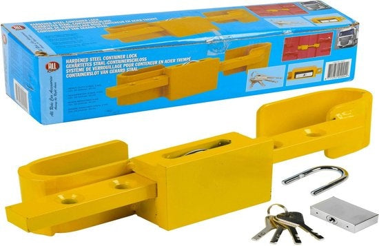 All Ride Containerschloss 5KG - Container- und Anhängerschloss - Verstellbar 23 bis 43 CM - Gehärteter Stahl - Inkl. 3 Ersatzschlüssel - Gelb