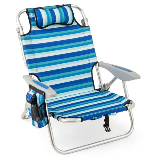Coast Faltbarer Strandkorb mit verstellbarer Rückenlehne und Kühlbox Campingstuhl - 4 verstellbare Rückenlehnenpositionen - Leichtgewicht 3,5 kg - Aluminiumrahmen - 150 kg Belastbarkeit - Faltbar - Blau