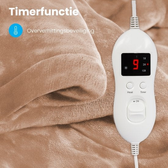 Auronic Electric Blanket - Wärmedecke - 9 Wärmestufen - 1 Person - 160x120cm - Hellbraun