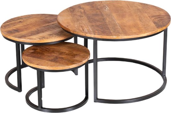 Trend Living Set Drei XXL Couchtisch - Braun - Holz