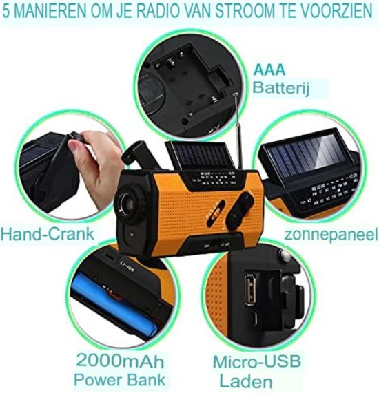 Batteriebetriebenes Radio für Katastrophen - Radio rückspulbar - Notfallradio - Solar-Rückspulbares Notfallradio