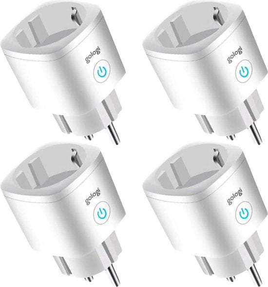 Gologi Smart plug - Smart plug - Zeitschaltuhr & Energiezähler - WIFI - Google Home & Amazon Alexa - 4 Stück - Weiß