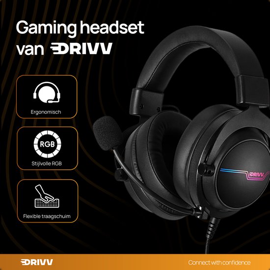 Drivv - Gaming Headset - mit Mikrofon - Geeignet für PS4, PS5, Xbox One, Xbox Serie und PC - Schwarz