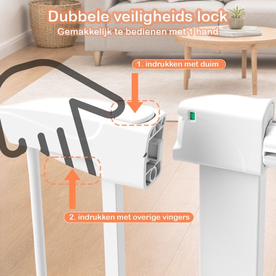 Treppengitter ohne Bohren – 76 bis 82 cm – Sicherheitsgitter – Klemmbefestigung – Kindergitter – Hundegitter – Weiß