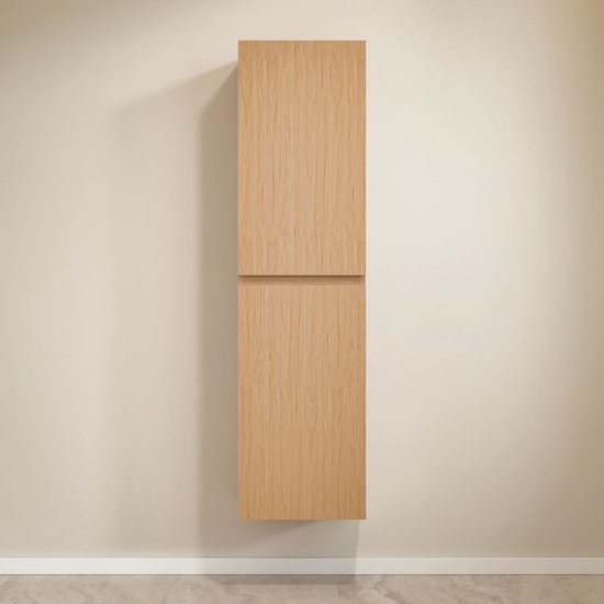 Mirlux Badezimmerschrank Ruvo – 150 cm – Helle Eiche – Hängender Hochschrank mit 2 Türen