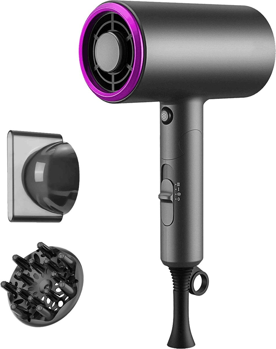 3 in 1 Professioneller Haartrockner - Negative Ionic Hairdryer - Mit Diffusor - 3 Temperaturen - 2 Geschwindigkeiten