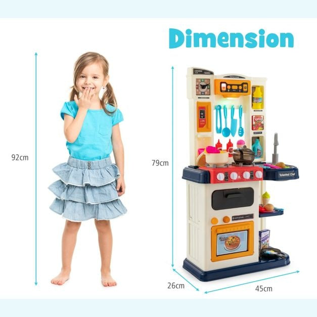 Coast 65 TLG. Leichte Kinderspielküche mit Wasserpumpe blau