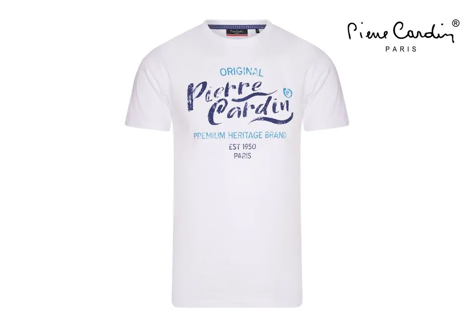 Pierre Cardin Herren-T-Shirt – 100 % Baumwolle – Marineblau, Weiß, XL. Hellblau oder Rot
