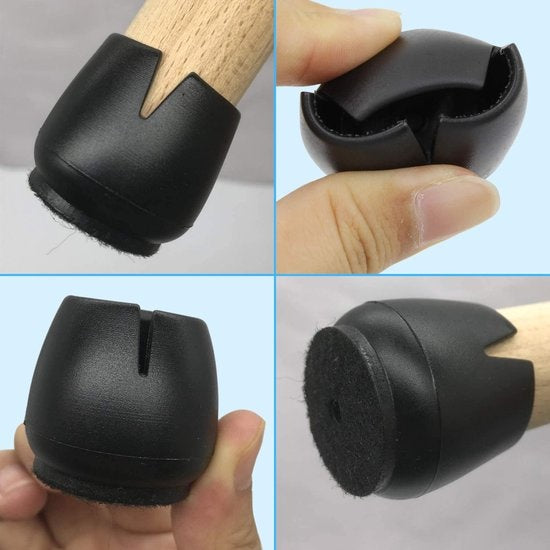 Stuhlbeinschützer Bodenschützer Ã˜17-21 mm - Stuhlbeinkappen Möbelkappen 24 Stück - Runde Stuhlkappen Bodenschützer Stühle - Earkings Black