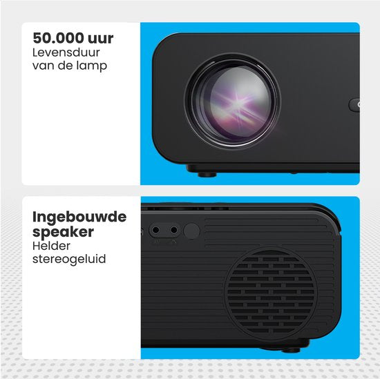Auronic Beamer 10.000 Lumen – 1080p Full HD – Streaming vom Smartphone – WLAN – Smart-Mini-Projektor – HDMI-Kabel – Fernbedienung – Schwarz