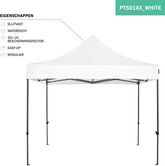 VONROC Partyzelt - 3x3 m - Premium easy-up Partyzelt - Modulares Design - Faltbar - Wasserdicht - Stahlrahmen - 50+ UV Schutz - Inklusive Aufbewahrungstasche - Weiß