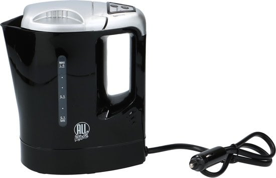 All Ride Travel Kettle 12V - Autowasserkocher 0.8L - Anschluss an den Zigarettenanzünder im Auto - Heiße Getränke für unterwegs - für Auto, Wohnmobil, Boot und LKW - Kunststoff - Schwarz