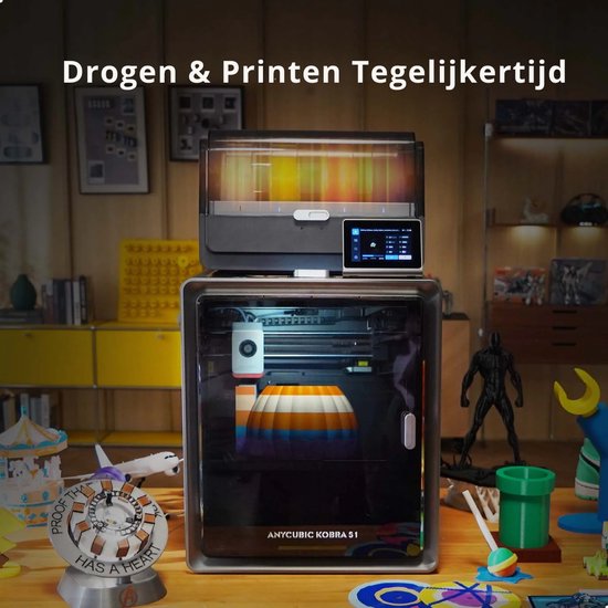 Anycubic Kobra S1 Combo 3D-Drucker – CoreXY-System – Automatische Bettnivellierung – Druckgeschwindigkeit 600 mm/s – Mehrfarben-Filamentsystem – Flexibles PEI-Druckbett – WLAN- und App-Steuerung – Sofort druckbereit