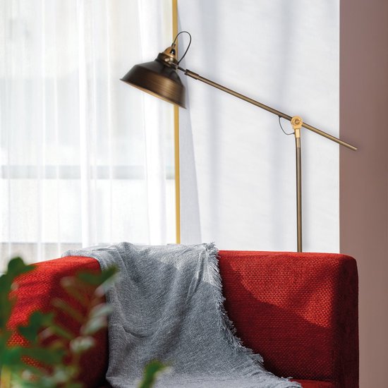 Bronzene Stehlampe Nove 1322BR mit goldfarbenen Details, E27 – dreh- und neigbar – Industriedesign – Mexlite – 190 cm langes Kabel
