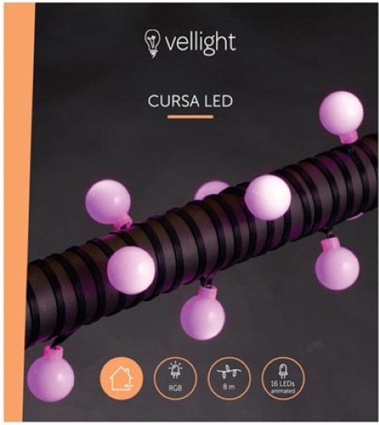 Vellight Cursa LED, Lichtgirlande, 8 m, 15 LEDs, RGB, schwarzes Kabel, für Innenräume, Bluetooth, 12 V