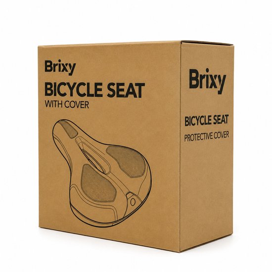 Brixy Ergonomischer Fahrradsattel – inkl. Sattelüberzug – Gelpolster & Federung – reflektierend – atmungsaktiv – Unisex – schwarz