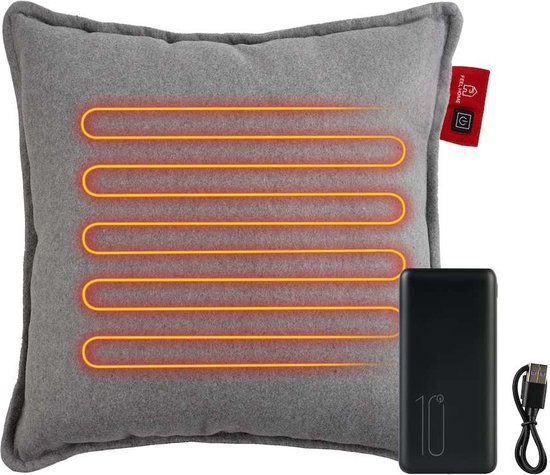 Feel Home - Wärmekissen - Solid Grey 45x45cm - mit 10000mAh Powerbank