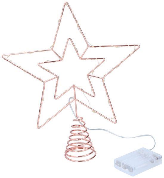 Arti Casa Weihnachtsbaumspitze – Weihnachtsbaumspitze mit batteriebetriebener Beleuchtung – Spitze mit Beleuchtung – Weihnachtsbaum-Sternspitze – LED-Weihnachtsdekoration – Weihnachtsbaumspitze in Roségold