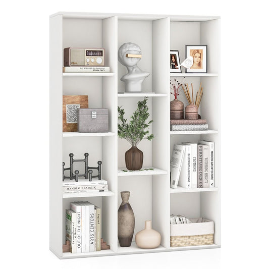 Coast Bücherregal 11 Fächer Weiß 74x24x106 cm - Modernes geometrisches Raumregal mit Kippschutz