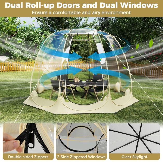 coast 630° transparentes Pop-up Kuppelzelt 265 x 265 x 190 cm für 5-6 Personen, beige