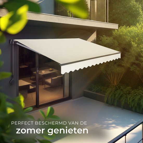 tectake® Sonnenschirm mit Gelenkarm - 300 x 250 cm - Markise - Sonnenschutz für Fenster, Balkon, Außenbereich - Wandmontierbar - Wasser- und UV-beständig - Beige