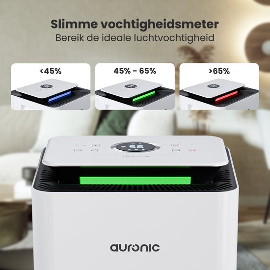 Auronic Luftentfeuchter und Luftreiniger - Pro Series - 10 l pro Tag - Waschtrockenfunktion - Schlafzimmer, Badezimmer und Wohnzimmer - Weiß