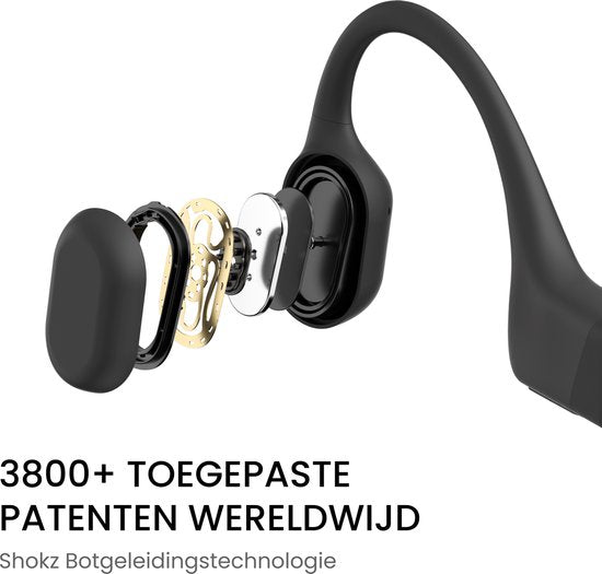 Shokz OpenRun USB-C Open-Ear-Sportkopfhörer – Knochenleitung – Kabellos – IP67 – Schwarz